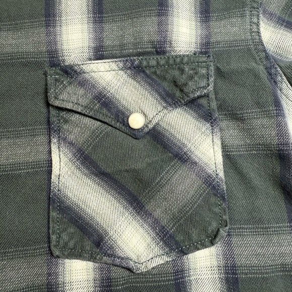 Lucky Brand Men's Dark Green Plaid Button Down Shirt - Picture 3 of 6